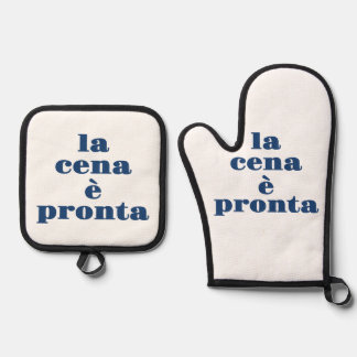 La Cena E Pronta Apron Oven Mitt & Pot Holder Set
