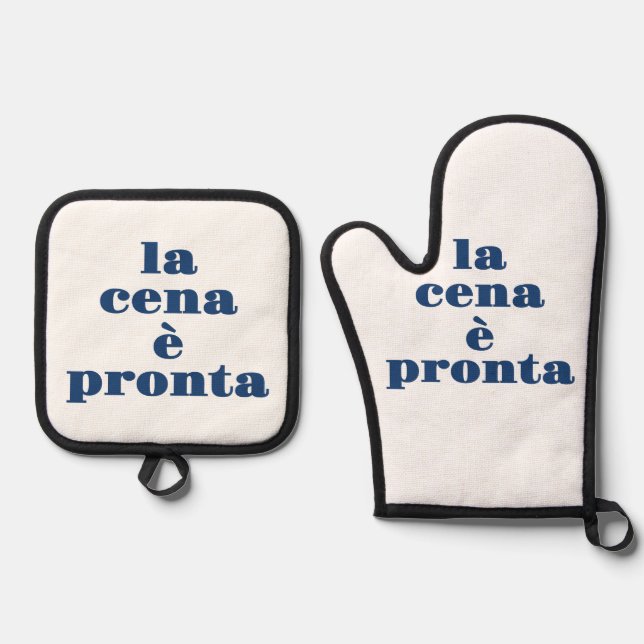 La Cena E Pronta Oven Mitt & Pot Holder Set (Front)