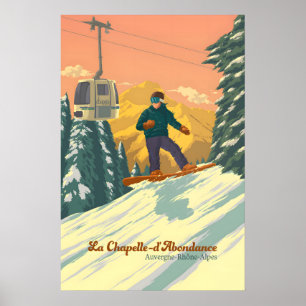 La Chapelle dAbondance Snowboarding Travel Poster