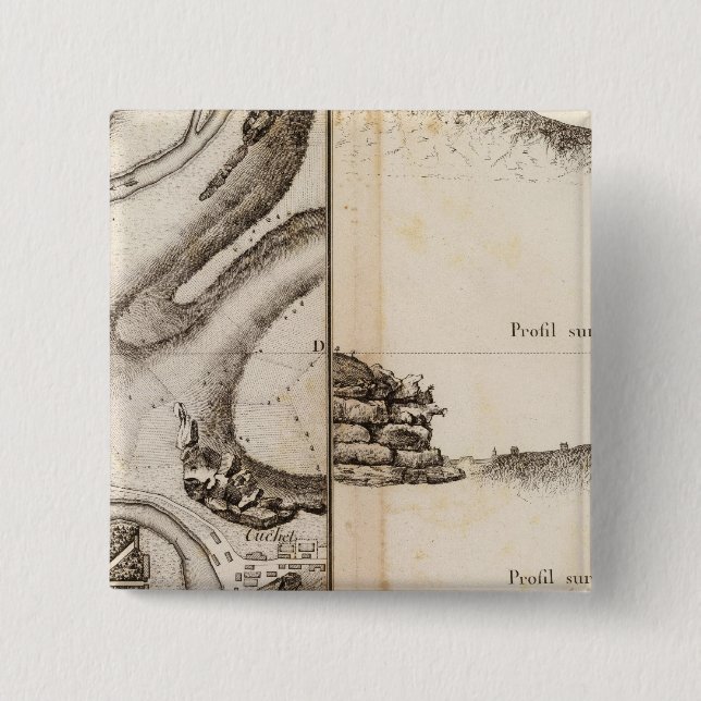 La Charente Atlas Map 15 Cm Square Badge (Front)