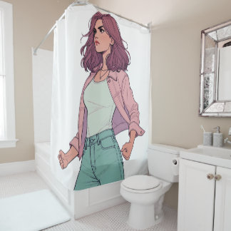 "LA CHICA BRAVA" SHOWER CURTAIN - "DEFIANT"