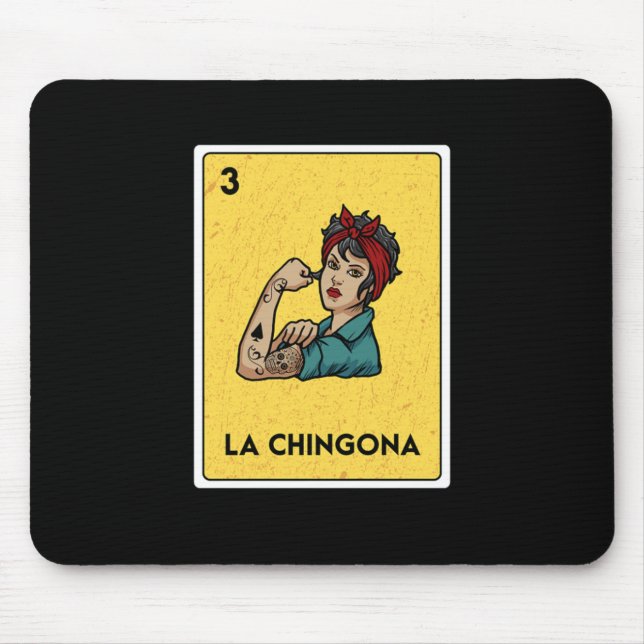 La Chingona Mexican Lottery Bingo Game Card Player Mouse Pad (Front)