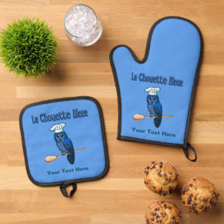 La Chouette Bleue Cafe Oven Mitt & Pot Holder Set