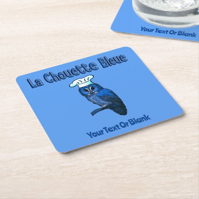 La Chouette Bleue Cafe Square Paper Coaster (Angled)