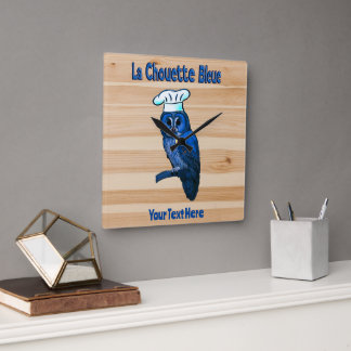 La Chouette Bleue Cafe Square Wall Clock