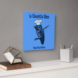 La Chouette Bleue Cafe Square Wall Clock