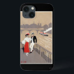 La Cite Art Deco Scene iPhone 13 Case<br><div class="desc">La Cite Art Deco Scene of Couple Watching Riverboat - Paris,  France  was created in 1912. This image depicts scenes from Paris,  France.</div>
