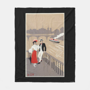 La Cite Art Deco Scene Fleece Blanket