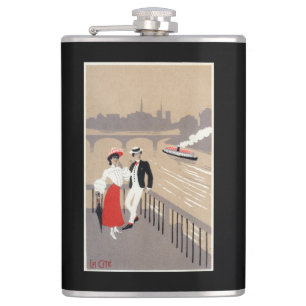 La Cite Art Deco Scene Hip Flask