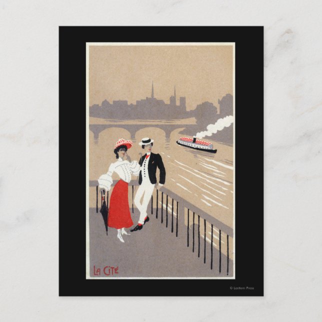 La Cite Art Deco Scene Postcard (Front)