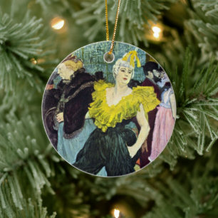 La Clownesse (Clown) Cha-U-Kao by Toulouse Lautrec Ceramic Ornament