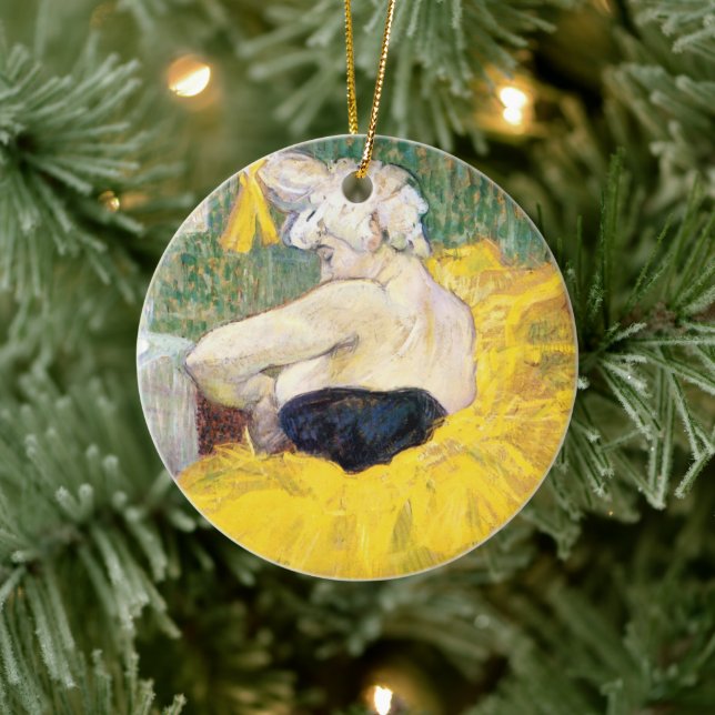 La Clownesse (Clown) Cha-U-Kao by Toulouse Lautrec Ceramic Ornament (Tree)