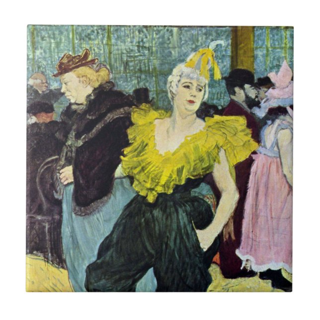 La Clownesse (Clown) Cha-U-Kao by Toulouse Lautrec Ceramic Tile (Front)