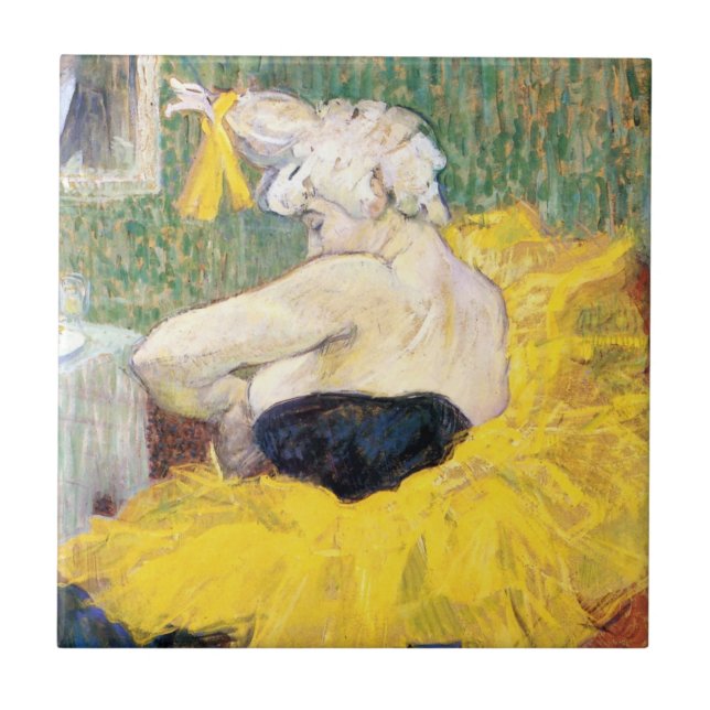 La Clownesse (Clown) Cha-U-Kao by Toulouse Lautrec Ceramic Tile (Front)