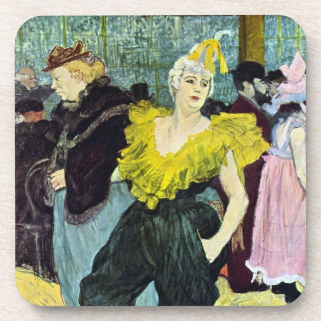 La Clownesse (Clown) Cha-U-Kao by Toulouse Lautrec Coaster (Front)