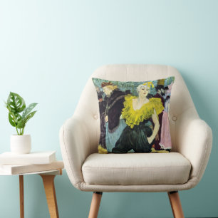 La Clownesse (Clown) Cha-U-Kao by Toulouse Lautrec Cushion