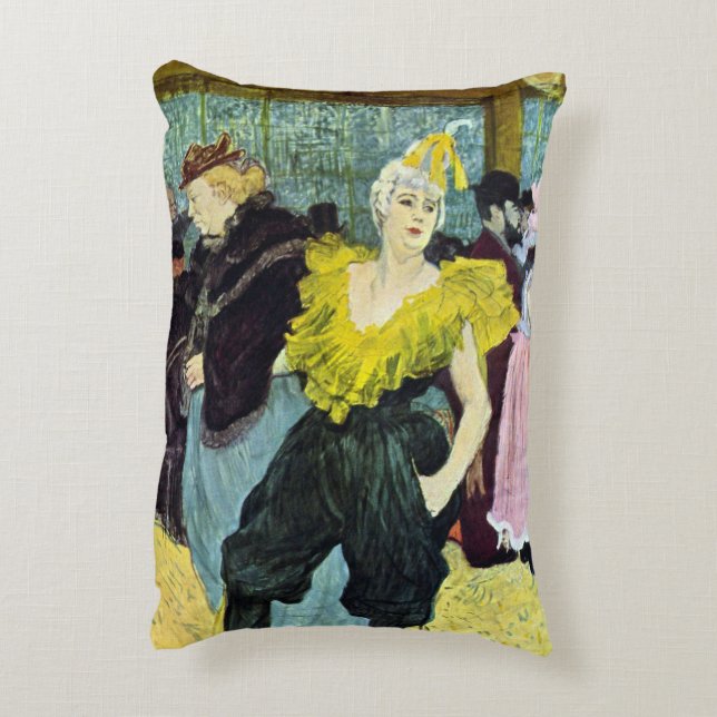 La Clownesse (Clown) Cha-U-Kao by Toulouse Lautrec Decorative Cushion (Back(Vertical))