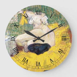 La Clownesse (Clown) Cha-U-Kao by Toulouse Lautrec Large Clock