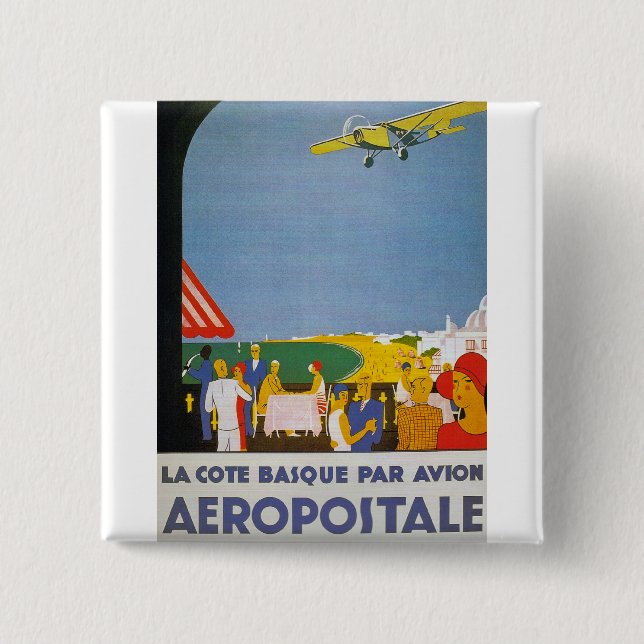 La Cote Basque Par Avion 15 Cm Square Badge (Front)