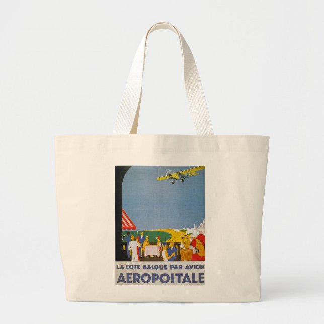 La Cote Basque Par Avion Large Tote Bag (Front)
