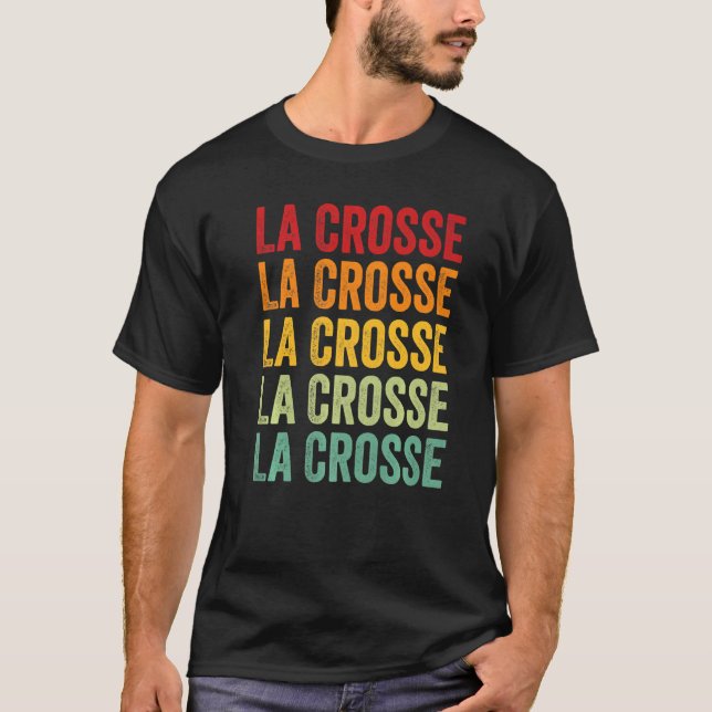 La Crosse County Wisconsin Rainbow Text T-Shirt (Front)
