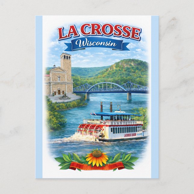 La Crosse, WI Scenic Wisconsin Postcard (Front)