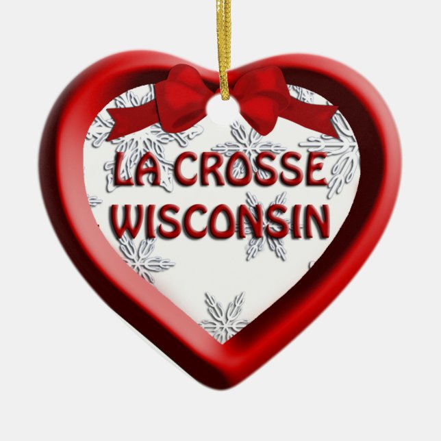 La Crosse Wisconsin Heart Christmas Ornament (Front)