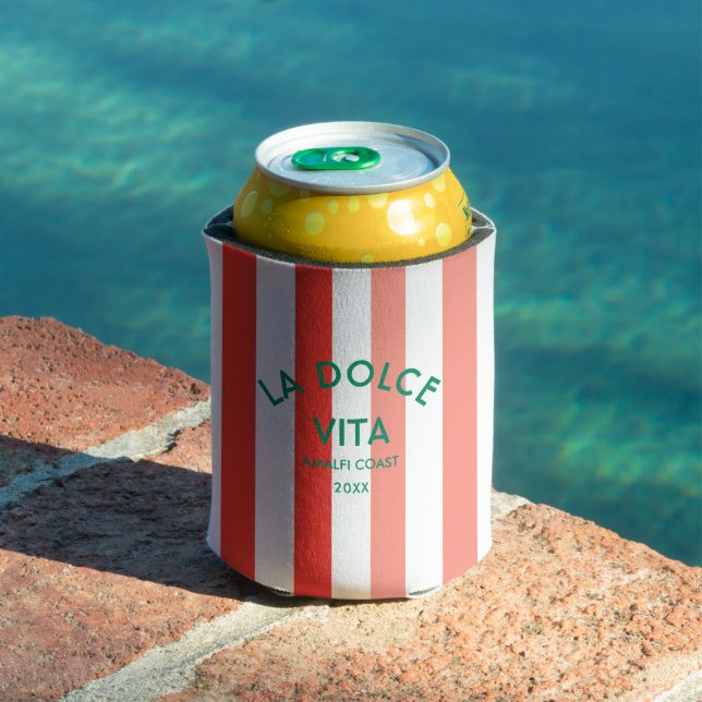 La Dolce Vita Amalfi Coast Cabana Stripe  Can Cooler (In Situ Pool)