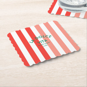 La Dolce Vita Amalfi Coast Cabana Stripe Paper Coaster