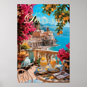 La Dolce Vita Amalfi Coast Lemon Sorbet Scenic Art Poster