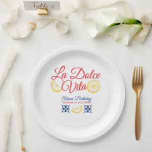 La dolce vita any age birthday paper plate