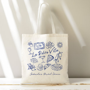 La dolce vita blue Italian bridal shower favors Tote Bag
