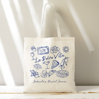 La dolce vita blue Italian bridal shower favors Tote Bag