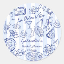 La dolce vita blue stripes Italian bridal shower