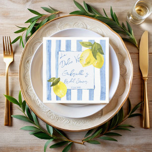 La Dolce Vita blue stripes lemons bridal shower Napkin