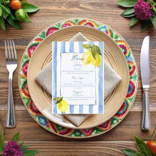 La Dolce Vita blue stripes lemons menu cards