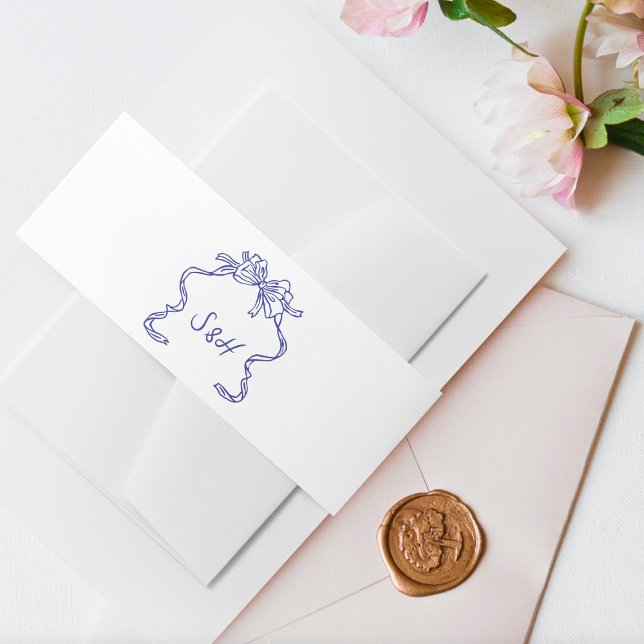 La Dolce Vita Cobalt Blue Boho Retro Wedding Invitation Belly Band (Creator Uploaded)