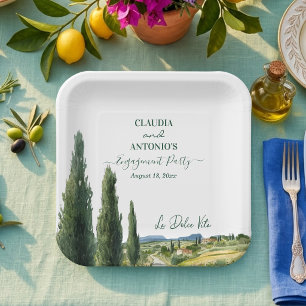 La Dolce Vita Elegant Engagement Party Paper Plate