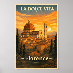 La Dolce Vita - Florance Vintage Travel Poster