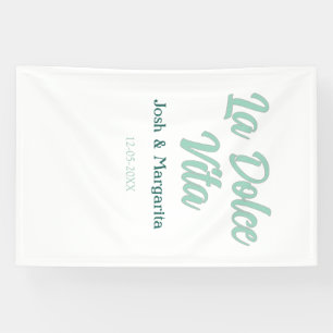 La Dolce Vita green blue pastel name date wedding Banner