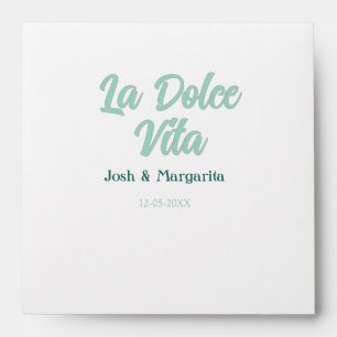 La Dolce Vita green blue pastel name date wedding Envelope
