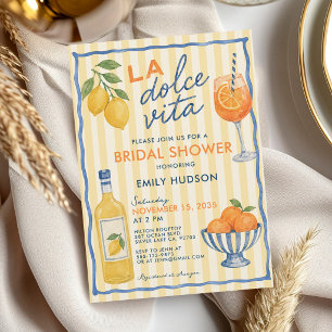 La Dolce Vita Hand Drawn Bridal Shower Invitation