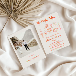 La Dolce Vita Hand Drawn Rehearsal Dinner Invitation