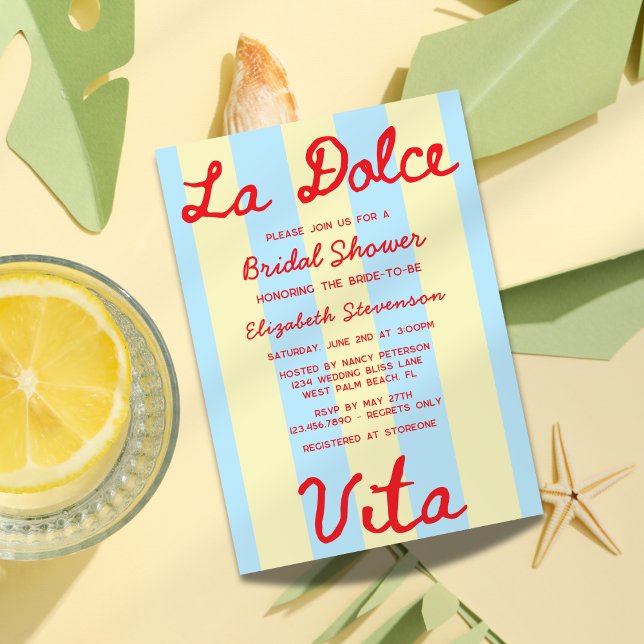 La Dolce Vita Handwritten Bridal Shower Invitation (Creator Uploaded)
