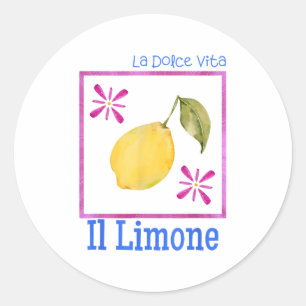 La Dolce Vita Il Limone Tee Italian Lemon Retro Su Classic Round Sticker