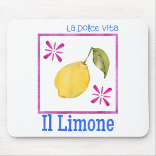 La Dolce Vita Il Limone Tee Italian Lemon Retro Su Mouse Pad