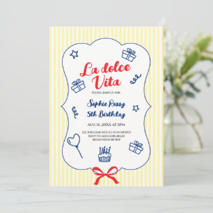 la dolce vita italian 5th birthday invitation