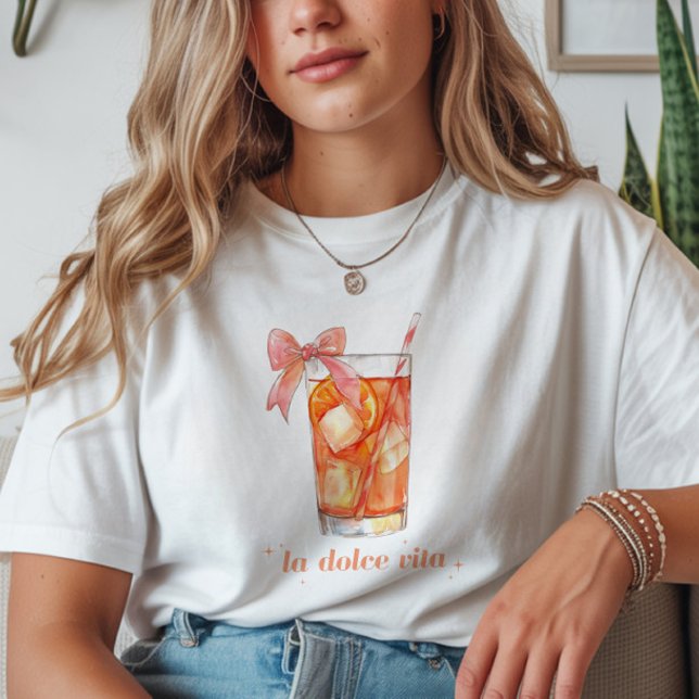 'La Dolce Vita' Italian Aperol Spritz Coquette T-Shirt (Creator Uploaded)