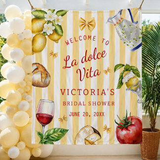 La Dolce Vita Italian Bridal Shower Party Backdrop Tapestry
