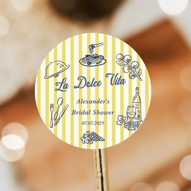 La Dolce Vita Italian Bridal Shower Party  Classic Round Sticker (Creator Uploaded)